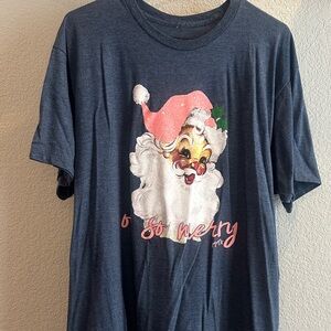 Vintage Santa Graphic Tee - Blue